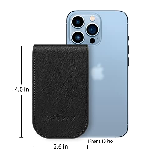 MEDMAX PU Leather Protective Case ONLY for Freestyle Libre 3/2/ Libre Reader, Lightweight Shockproof Diabetic Storage Carrying Case with Carabiner Clip and Handle, (Black)