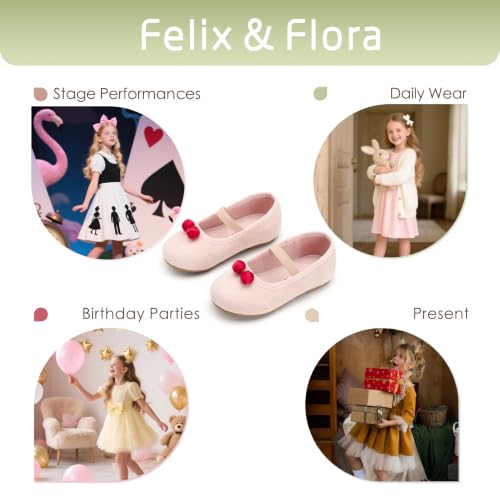 Image of Felix & Flora Toddler Flower Girl Dress Shoes - Girl Ballet Flats Party School Shoes Wedding