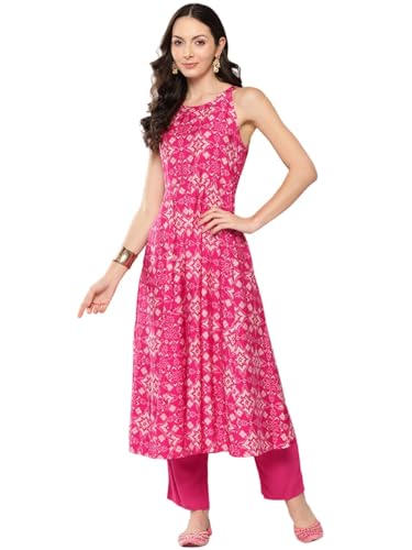 Kurta Anarkali femme rose Patola vêtement traditionnel dos nu avec pantalon