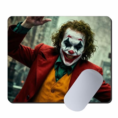 Image of Joker Inspired Character Print Mouse Pad for Laptop & Computer | 9 x 7.5 Inch | 3mm Thick Non-Slip Rubber Base Mousepad | Smooth Surface for Office, Work & Gaming