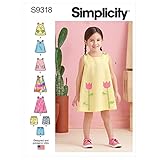 Simplicity Toddlers' Dress, Tent Top and Pull-On Shorts Sewing Pattern Kit, Code S9318, Sizes 1-2-3-4, Multicolor
