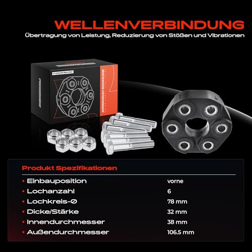 Frankberg Gelenkscheibe Hardyscheibe Kompatibel mit 3er E36 E46 E91 1991-2012 5er E34 E39 1989-2004 Z3 E36 1995-2003 Z4 E85 2003-2005 Replace# 26111227410