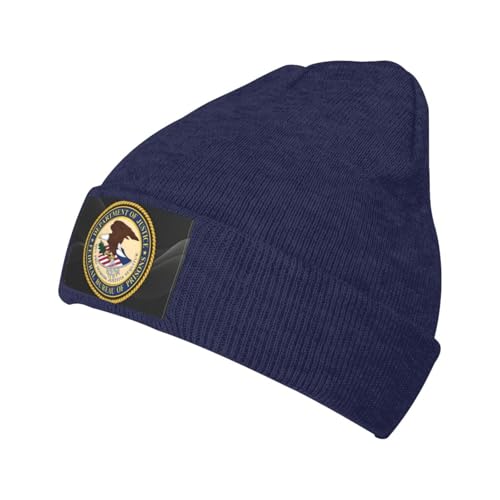 AKEJSHRRS Us Federal Bureau of Prisons Knit Cuffed Beanie Warm Winter Hats Unisex Skull Knit Cap Fashion Ski Ha Blue