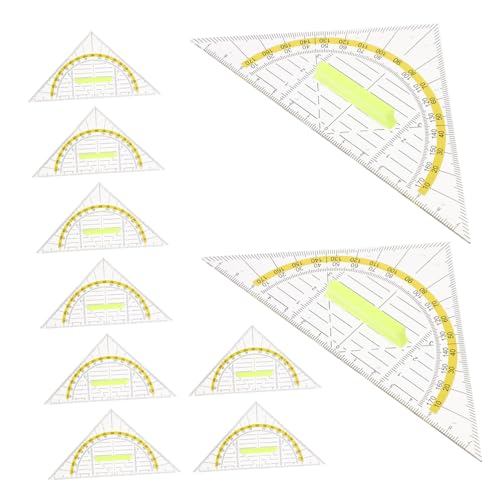 HOMSFOU 10個 透明 分度器 几何学 キット 角度 定規 描画用 小型 定規 製図 三角 角度 測定 エンジニアリング ポータブル 製図 ツール