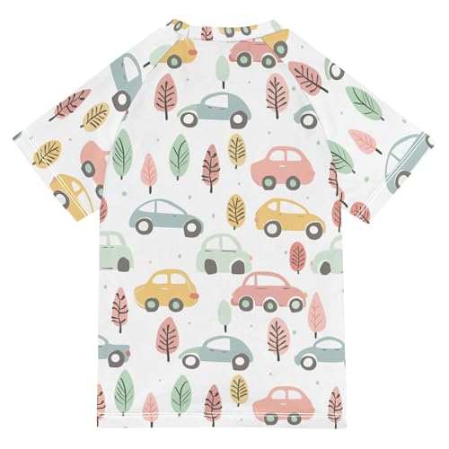 Colorful Cartoon Cars Bathing Suit Girls UV Protection Active Shirts Swimwear Beach Tops 3T2