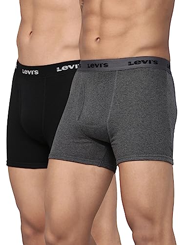 Image of Levi's 001 Classic Boxer Brief for Men | 100% Pure Cotton | Solid | Mid-Rise Men's Underwear | Anti-Roll Waistband | Durable Comfort with Extra Supportive Gusset | Functional Fly | Pack of 2