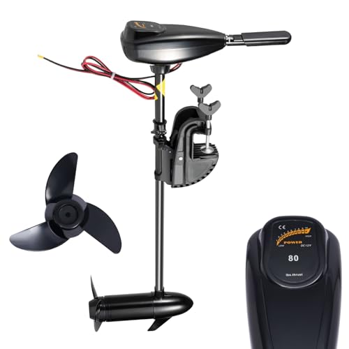 Moteur électrique hors-bord 800 W 12 V 80 LBS poussée 1,2 CV – Moteur hors-bord électrique avec 5 vitesses avant et 3 vitesses arrière, réglable en...