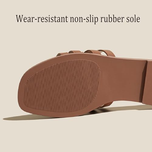 Womens Braided Straps Flat Slide Sandals Summer Comfor Slip On Casual Beach Sandals For Vacation Party Dressy4