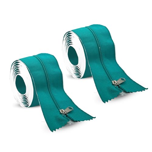 Peel and Stick Zipper 2 Pack - Heavy Duty - Dust Barriers, Construction, Containment by KP Operating Supply 7ft x 3in - Teal