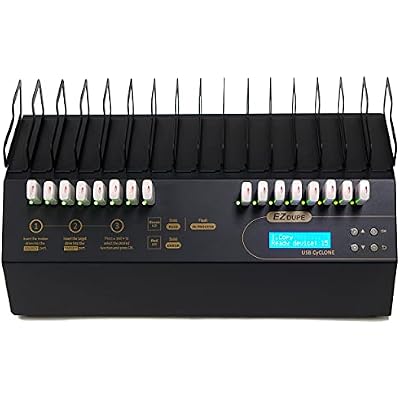 Acumen Disc EZ Dupe 1 to 15 USB Duplicator - Multiple Flash Memory Storage Pen Thumb Drives Copier & External Hard Drive Clone with Sanitizer (DOD Compliant) System - 45mb per Second (USB Cyclone)