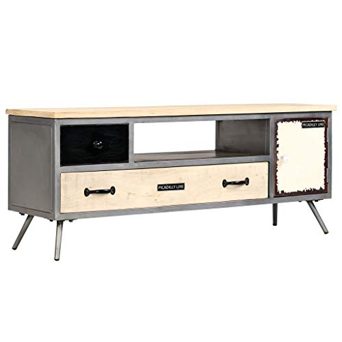 Meuble TV acier VidaXL et bois de manguier pour en finir avec le désordre du salon