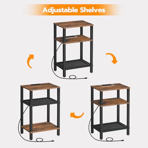 HOOBRO-Side-Table-with-Charging-Station-Set-of-2-End-Tables-with-USB-Ports-and-Outlets-3-Tier-Storage-Shelves-Nightstand-Sofa-Table-for-Bedroom-Living-Room-Rustic-Brown-and-Black-BF106UBZP201