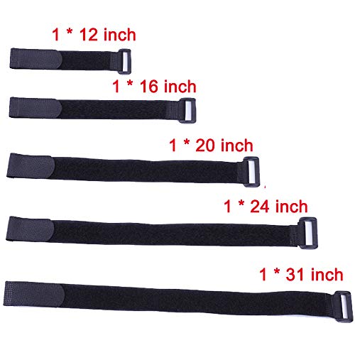 Huapx Fastening Hook And Loop Cable Straps,10Pack Black Self-Adhesive Cable Ties,Nylon Securing Straps With Buckles,Adjustable And Reusable Cinch Straps For Cords Organized And Tidy(1" X 12") #TOP3