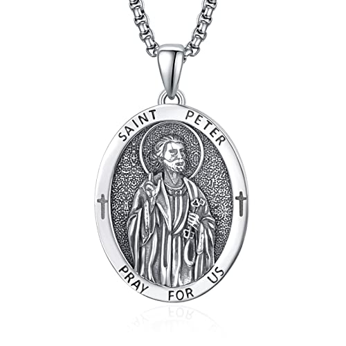 Medallas de santos de plata de ley 925 ADMETUS con cadena rolo de 2.5mm