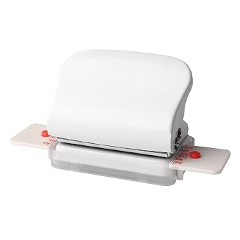 6 Hole Puncher, Leepesx Loose Leaf Paper Puncher for A4 A5 B5 Notebook Scrapbook, Handheld Metal Circle Paper Puncher with 5 Sheet Punch Capacity White