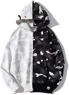 Boy's BAPE Hoodie Ape Shark Head Long Sleeve Full Zip Up Camo Outwear Hip-Hop Outerwear for Men Women