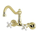 Kingston Brass KS3222PX llave de montaje en pared para cocina, alcance de la boquilla de 8-1/2 pulgadas