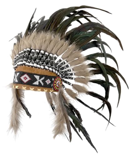 KARMABCN Sombrero Indio con Plumas de Color Natural Tocado de Plumas/warbonnet Indian Headdress