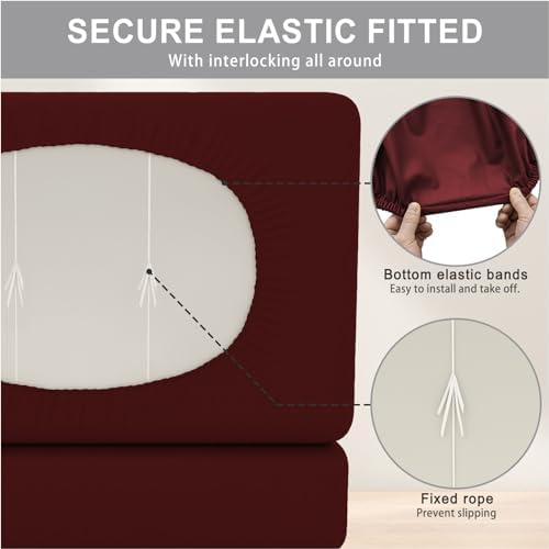 PU Leather RV Dinette Cushion Covers, Watertight Slipcovers for Camper Furniture, Anti-Slip Sofa Covers, Set of 2 (Milk Color) - for RV Dinette and Sofa Protection