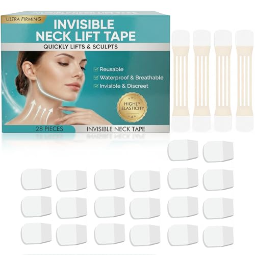 Neck Lift Tape 28 PCS Invisible Neck Tape Lifting for Double Chin & Sagging Skin Waterproof High Elastic