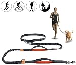Hands Free Dog Leash, Retractable Dog Leash Running with Dual Bungees for Medium and Large Dogs, Adjustable Waist Belt Reflective Stitching Leash for Running Walking Hiking Jogging Biking (Orange)