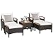 GIANTEX 5er Rattan Gartenmöbel Set, Lounge Möbel Outdoor, Balkonmöbel Set mit Fußhocker & Couchtisch, Gartengarnitur Gartenlounge Set, Balkonset Gartenset Möbel Rattanmöbel, Rattan Sessel mit Kissen