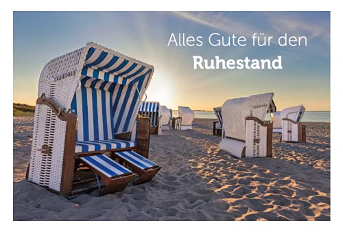 1 Klappkarte Abschied Kollege - Kollegin 18x12cm inkl.1 weissem Umschlag, Strandkorb Abschiedskarte Rente Pension Ruhestand Grußkarte Danke Verabschiedung Ruhestandskarte Cover