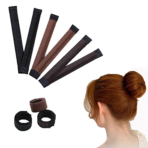 MYEAST 3-Piece Women's Hair Bun Maker Kids Ballerina Bun Shaper,French Donut Hair Fold Wrap Snap(1 Light Brown-1 brown-1 black?