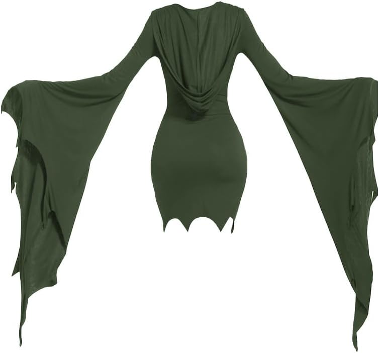 Mingyuezai Women Scream Costume Witch Bat Sleeve Long Dress Halloween Gothic Costume - Image 3