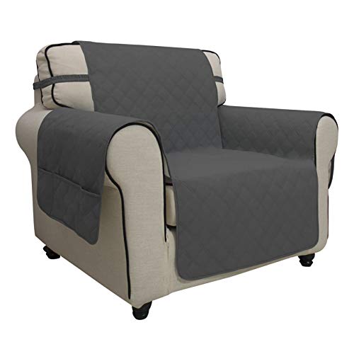 Image of Easy-Going Sofa Slipcover Chair Cover Waterproof Couch Cover Washable Sofa Cover Non-Slip Fabric Furniture Protector with Pocket for Pets Covers Pets Kids Children Dog Cat (Chair, Dark Gray)