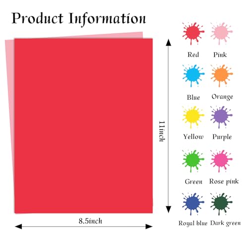 Colored Copy Paper 8.5X11 Inches,100 Sheets 10 Colors Printing Paper 90GSM/24LB Brightness Colored Origami Paper for Arts Crafts DIY School Office Supplies