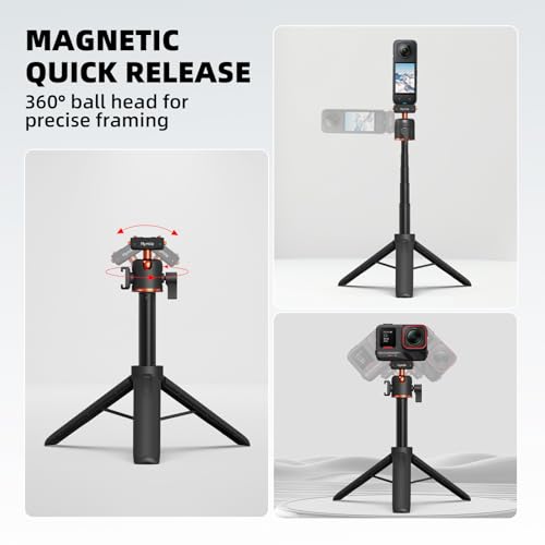 Tripod for Insta360 X5 ACE Pro 2, 21” Selfie Stick Quick Release Extension Rod Mini Table Desk Portable Handle Grip Stand with Cold Shoe for Insta 360 X5 X4 Air, ACE Pro 2 Accessories by BRDRC - Used condition - Image 3