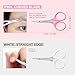 PAFASON High Precision Eyebrow Grooming Scissor Set, Beauty Makeup Cosmetic Tool, Curved, Straight Tip, Stainless Steel, Safety Case for Trimming Eyelash Extensions