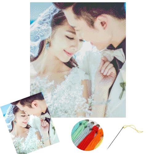 SEVSO Punto De Cruz De Foto Personalizado, Kit De Bordado