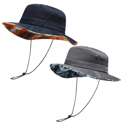 Image of UPF 50+ Foldable Sun Hat Patterned Under Brim Bucket Hats for Summer Hiking Fishing Beach Safari Men Women