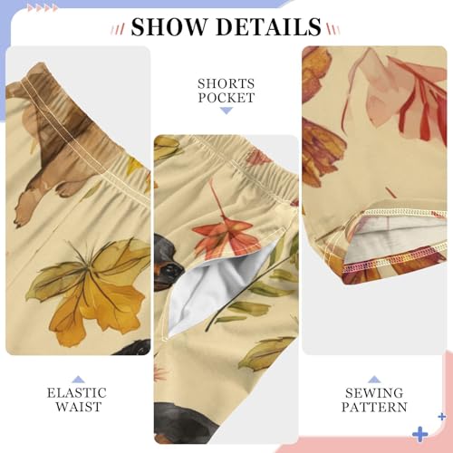 Dachshund Maple Leaf Boys Long Pants Soft Trousers Elastic Waist Kids Lounge Bottoms with Pockets S-XL4