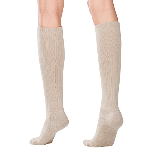 Image of Truform Compression Socks, 10-20 mmHg, Ladies Gym Socks, Knee High Over Calf Length, Tan, Medium (Pack of 2)