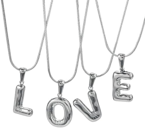 Collana Iniziale Con Diamanti - Stile Hip-hop, Lettere Bubble, 40+5 Cm, Per Lui E Lei - Foto 3