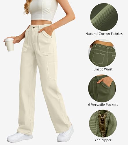 Cargo Pants Women High Waisted Wide Leg Casual Pants Baggy Stretchy Trousers Y2K Streetwear with 6 Pockets2