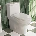 DeerValley DV-1F026-G Elongated One Piece Toilet, Dual Flush 1.1/1.6 GPF Toilet with Comfortable Seat Height, Powerful & Quiet Modern Standard Toilet for Bathroom, 12" Rough-In