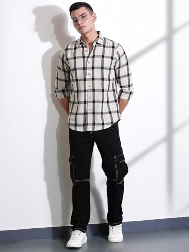 Image of Thomas Scott Men's | Checks | Full Sleeve | Slim Fit | 100% Cotton | Spread Collar | Casual Shirt