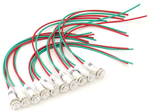 (10) YC-9WRT-23W-24-10 YuCo CE Listed 9mm Compact Panel Mount Indicator LED Pilot Light White 24V AC/DC