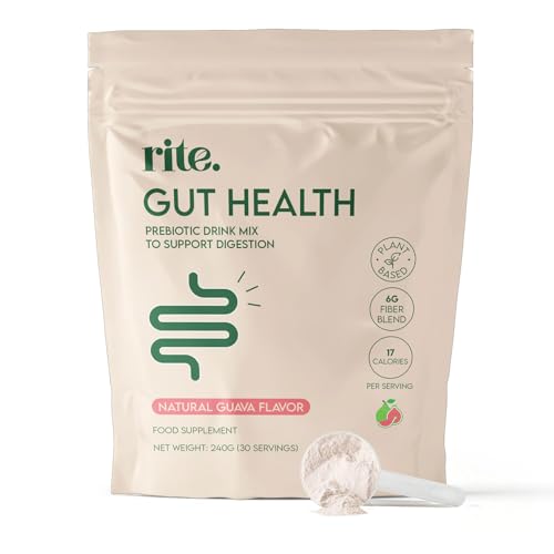 Rite Gut Health Prebiotic Powder High Fibre Soluble Fibre Powder Digestive Health Vegan Guava Flavour (30 Servings 1 Month)