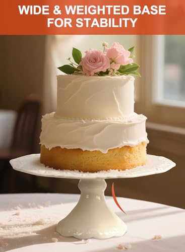 12" White Cake Stand for 10" Cake, Porcelain Cake Plate, Cake Pedestal Stand, Round Dessert Stand, Wedding Cake Stand for Party, Birthday, Baby Shower, Christmas, Home Decorating Cake Display Stand - Image 4