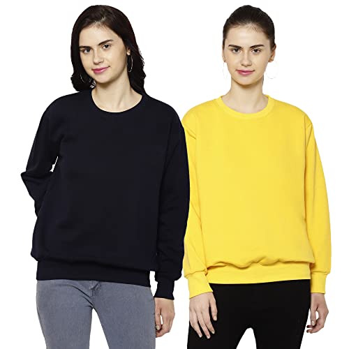 Image of Mack Jonney Fleece Round Neck Sweatshirt for Women (Pack of 2)-SW RN NVY Sky 002-P