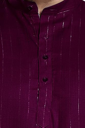 Image of DIVISIVE Men's Self Zari Line Cotton Blend Slim Fit Kurta Pyjama Set