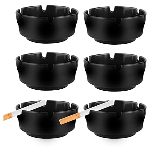 6-Piece Plastic Ashtray Set for Smokers Cover