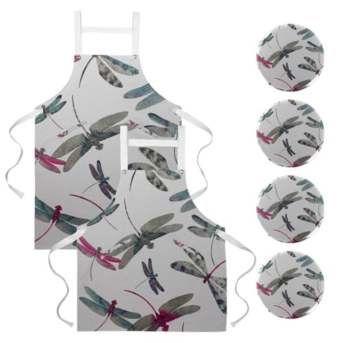 Tablier de cuisine multicolore lot de 2 parfait pour la pâtisserie et le nettoyage de la maison