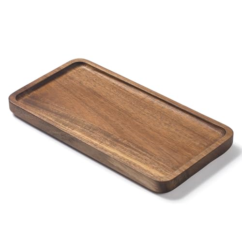 Image of XIMISISE Bathroom Rectangular Vanity Tray, Bathroom Tray for Counter, Toilet Tank Tray, Wood Bathroom Tray for Organizing and Home Decor (9.8 x 5.1 x 0.8 inch)