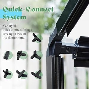 AMERLIFE 8x14x7FT Polycarbonate Greenhouse Walk in Greenhouse with Quick Connect System Green House with 4 Vent Windows and Swing Door Greenhouses for Outdoors Glossy Black